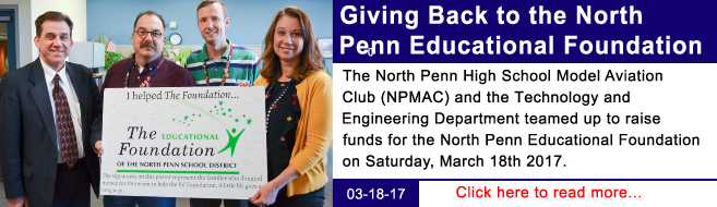 North Penn High School Technology and Engineering Education Deaprtment:  Giving Back to the North Penn Educational Foundation!